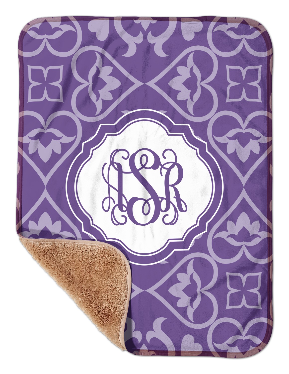 Custom Lotus Flower Sherpa Baby Blanket 30" x 40" w/ Monograms