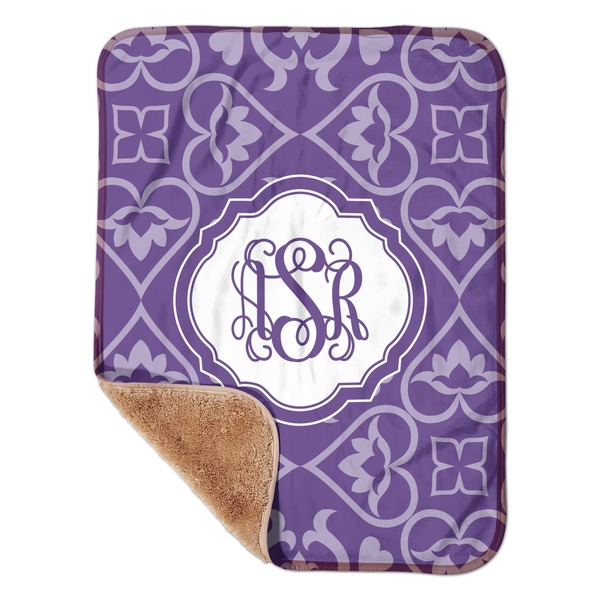 Custom Lotus Flower Sherpa Baby Blanket - 30" x 40" w/ Monograms