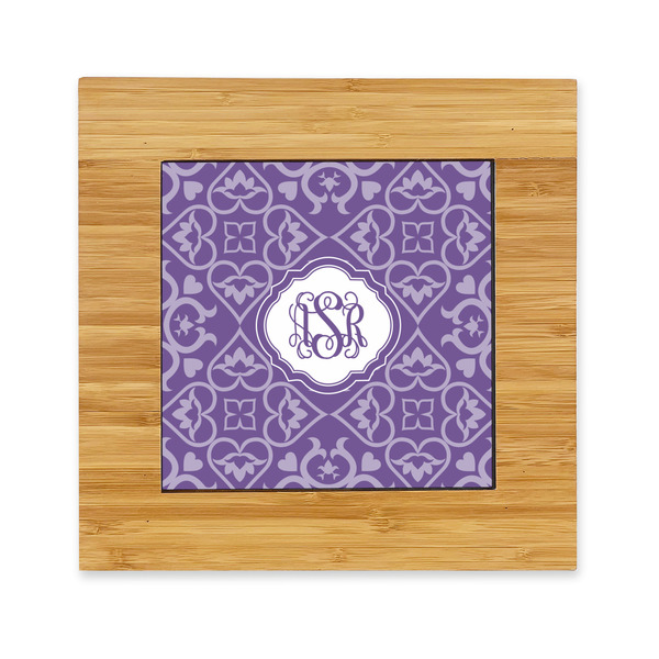 Custom Lotus Flower Bamboo Trivet with Ceramic Tile Insert (Personalized)