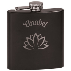 Lotus Flower Black Flask Set (Personalized)