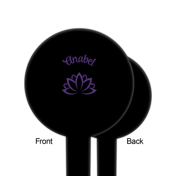 Lotus Flower Black Plastic 6" Food Pick - Round - Single Sided - Front & Back