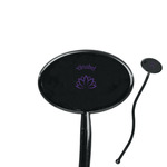 Lotus Flower 7" Oval Plastic Stir Sticks - Black - Single Sided (Personalized)