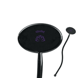 Lotus Flower 7" Oval Plastic Stir Sticks - Black - Double Sided (Personalized)