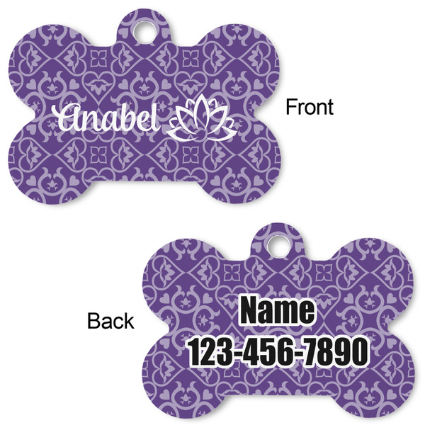 Lotus Flower Bone Shaped Dog ID Tag - Large - Approval