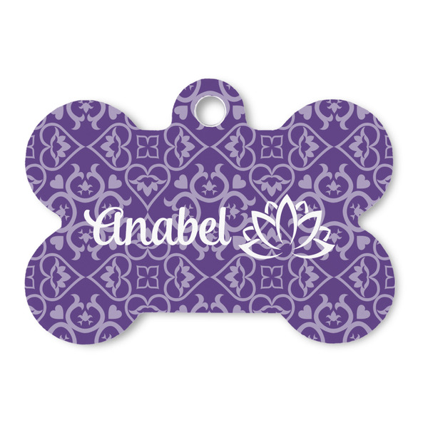 Custom Lotus Flower Bone Shaped Dog ID Tag (Personalized)