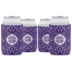 Lotus Flower Can Cooler (12 oz) - Set of 4 w/ Monogram