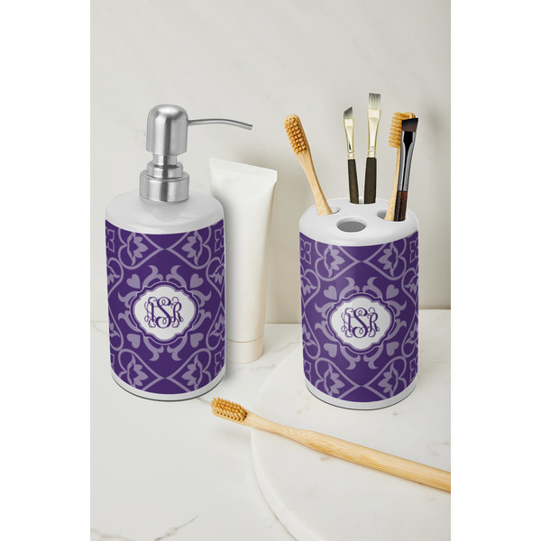 Lotus Flower Ceramic Bathroom Accessories - LIFESTYLE (toothbrush holder & soap dispenser)