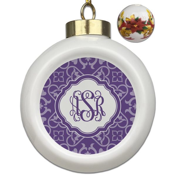 Custom Lotus Flower Ceramic Ball Ornaments - Poinsettia Garland (Personalized)