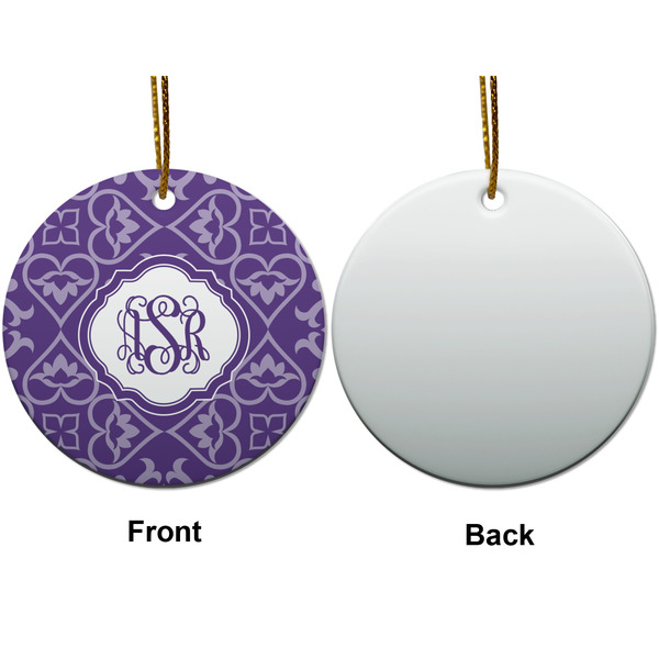 Lotus Flower Ceramic Flat Ornament - Circle Front & Back (APPROVAL)