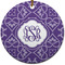 Lotus Flower Round Ceramic Ornament w/ Monogram