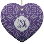 Lotus Flower Heart Ceramic Ornament w/ Monogram