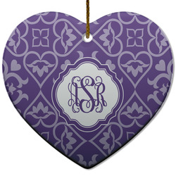 Lotus Flower Heart Ceramic Ornament w/ Monogram