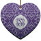 Lotus Flower Ceramic Flat Ornament - Heart (Front)