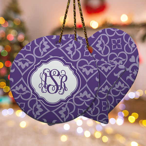 Custom Lotus Flower Ceramic Ornament w/ Monogram