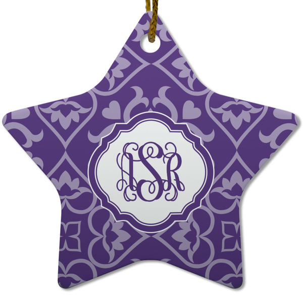 Custom Lotus Flower Star Ceramic Ornament w/ Monogram