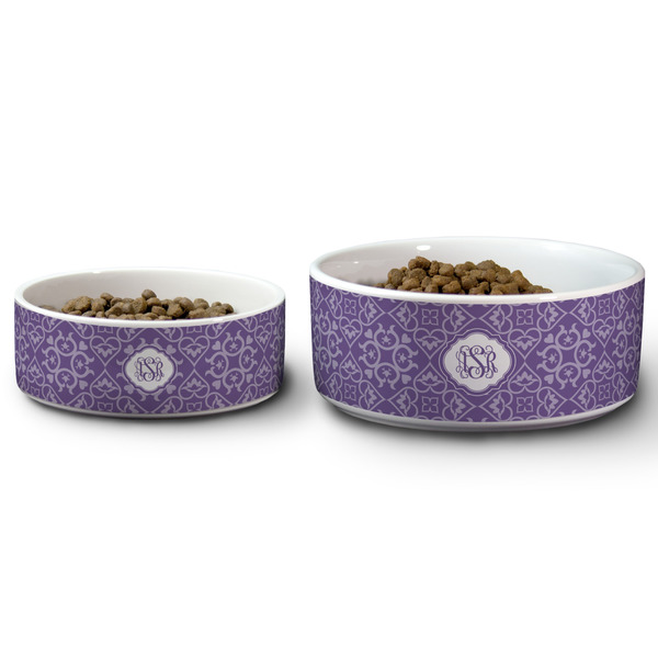 Lotus Flower Ceramic Dog Bowls - Size Comparison