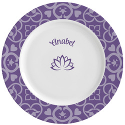Lotus Flower Ceramic Dinner Plates (Set of 4) (Personalized)