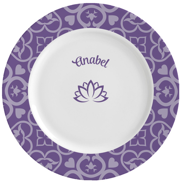 Custom Lotus Flower Ceramic Dinner Plates (Set of 4) (Personalized)