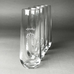 Lotus Flower Champagne Flute - Stemless Engraved - Set of 4 (Personalized)