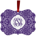 Lotus Flower Metal Frame Ornament - Double Sided w/ Monogram