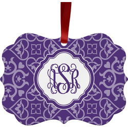 Lotus Flower Metal Frame Ornament - Double Sided w/ Monogram