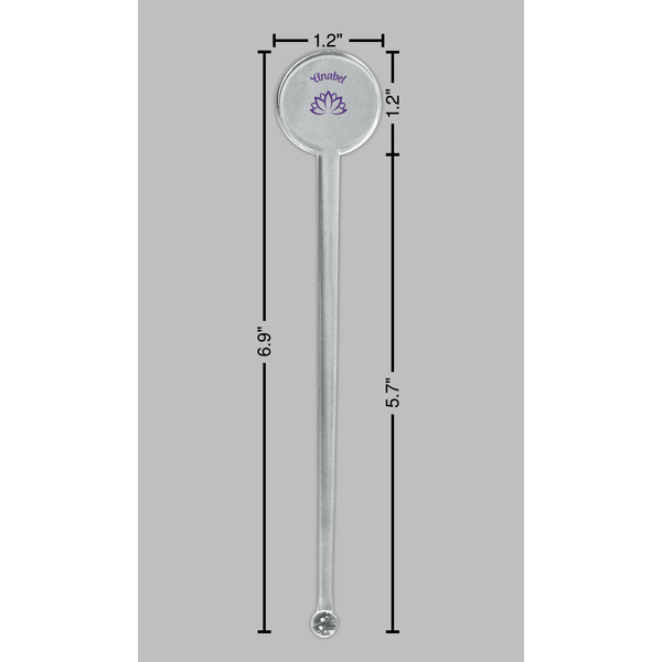 Lotus Flower Clear Plastic 7" Stir Stick - Round - Dimensions