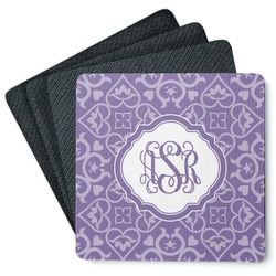 Lotus Flower Square Rubber Backed Coasters - Set of 4 (Personalized)