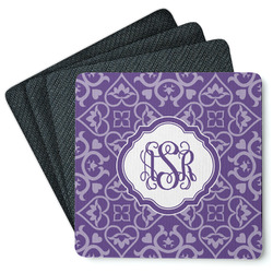 Lotus Flower Square Rubber Backed Coasters - Set of 4 (Personalized)