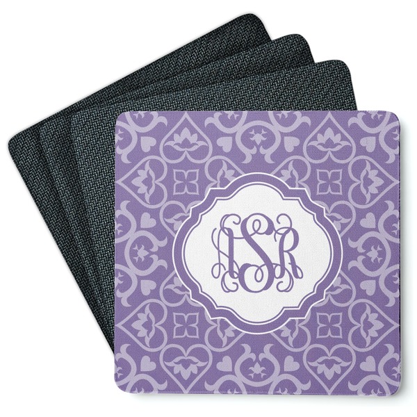 Custom Lotus Flower Square Rubber Backed Coasters - Set of 4 (Personalized)