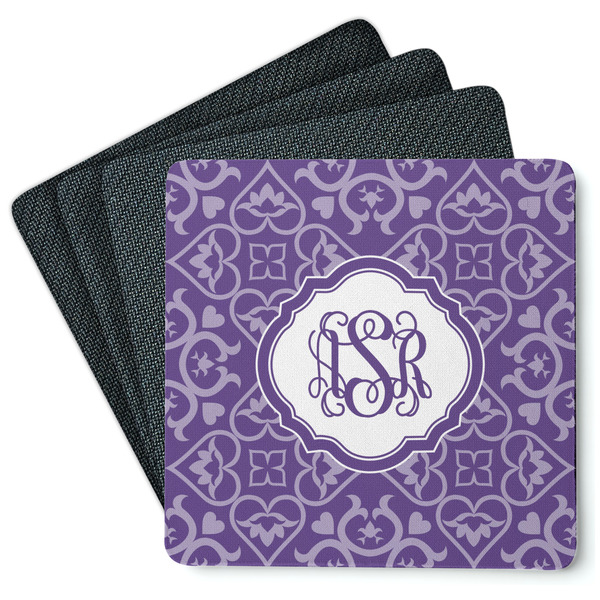Custom Lotus Flower Square Rubber Backed Coasters - Set of 4 (Personalized)
