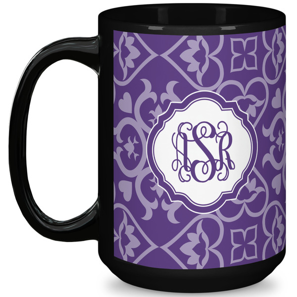 Custom Lotus Flower 15 Oz Coffee Mug - Black (Personalized)