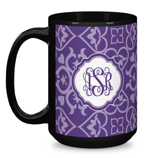 Lotus Flower Coffee Mug - 15 oz - Black