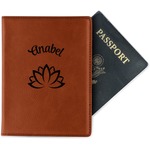 Lotus Flower Passport Holder - Faux Leather - Double Sided (Personalized)