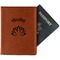 Lotus Flower Cognac Leather Passport Holder With Passport - Main