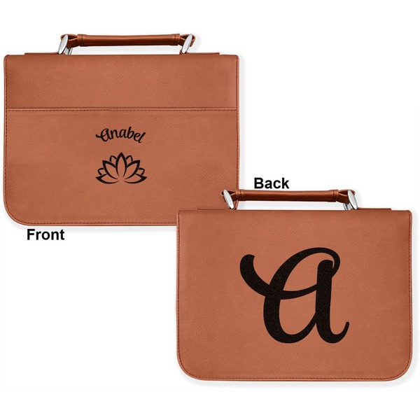 Lotus Flower Cognac Leatherette Bible Covers - Large Double Sided Apvl