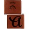 Lotus Flower Cognac Leatherette Bifold Wallets - Front and Back