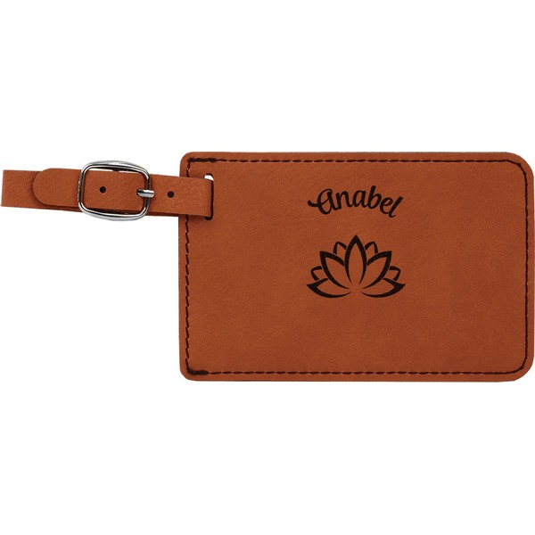 Custom Lotus Flower Leatherette Luggage Tag (Personalized)
