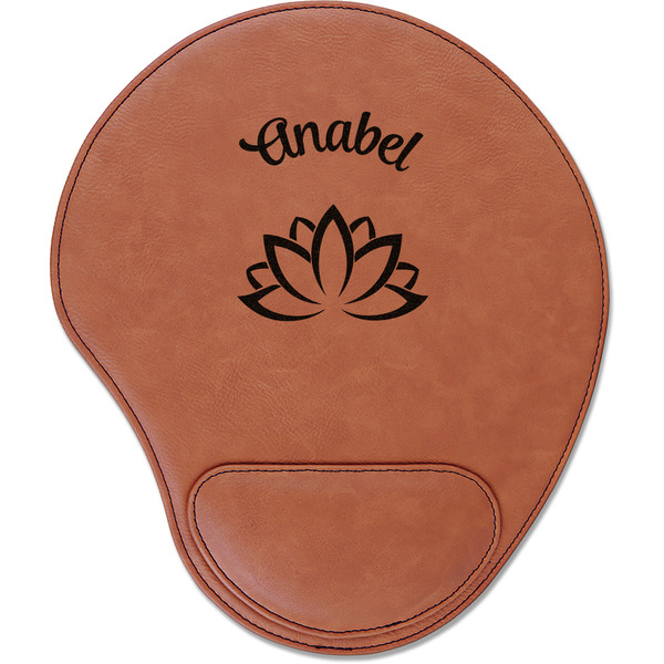 Custom Lotus Flower Leatherette Mouse Pad with Wrist Support (Personalized)