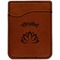 Lotus Flower Cognac Leatherette Phone Wallet close up
