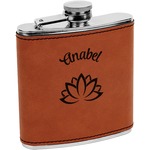 Lotus Flower Leatherette Wrapped Stainless Steel Flask (Personalized)