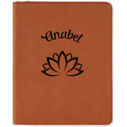 Lotus Flower Leatherette Zipper Portfolio with Notepad - Double Sided (Personalized)