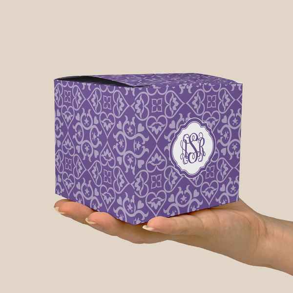 Lotus Flower Cube Favor Gift Box - On Hand - Scale View
