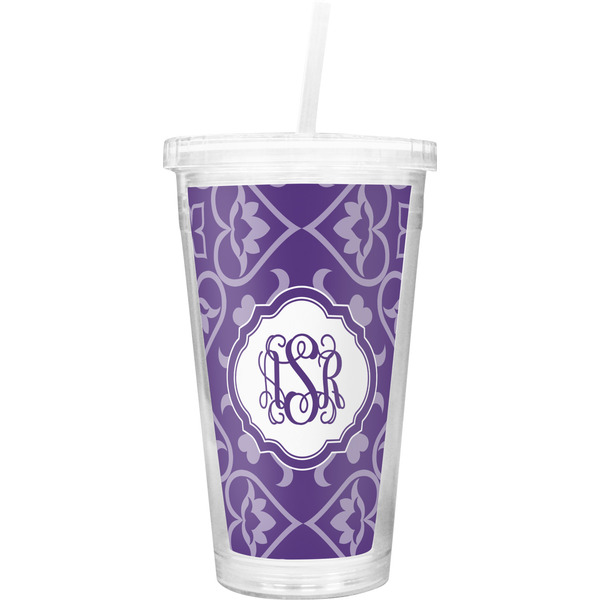 Custom Lotus Flower Double Wall Tumbler with Straw (Personalized)
