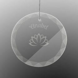 Lotus Flower Engraved Glass Ornament - Round (Personalized)