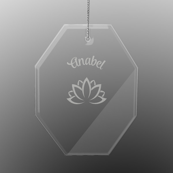 Lotus Flower Engraved Glass Ornaments - Octagon