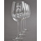 Lotus Flower Engraved Wine Glasses Set of 4 - Front View