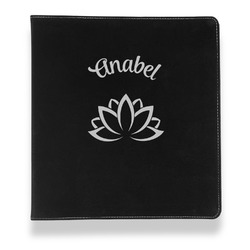 Lotus Flower Leather Binder - 1" - Black (Personalized)
