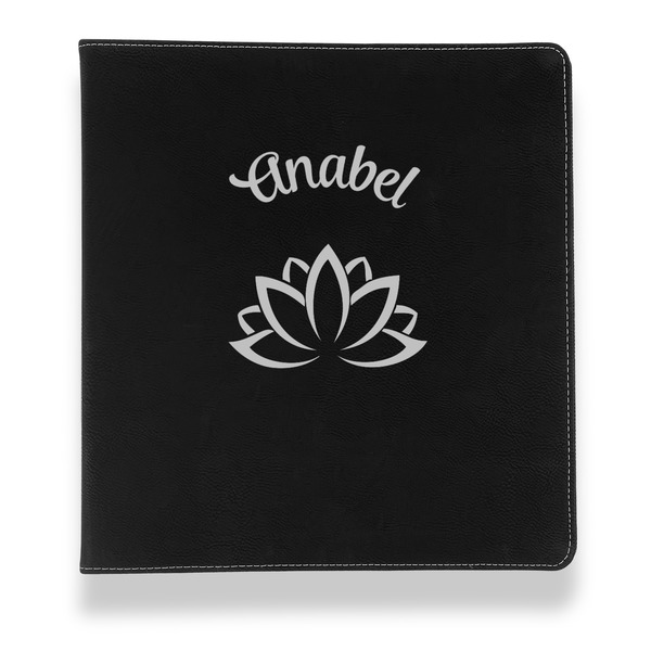Custom Lotus Flower Leather Binder - 1" - Black (Personalized)