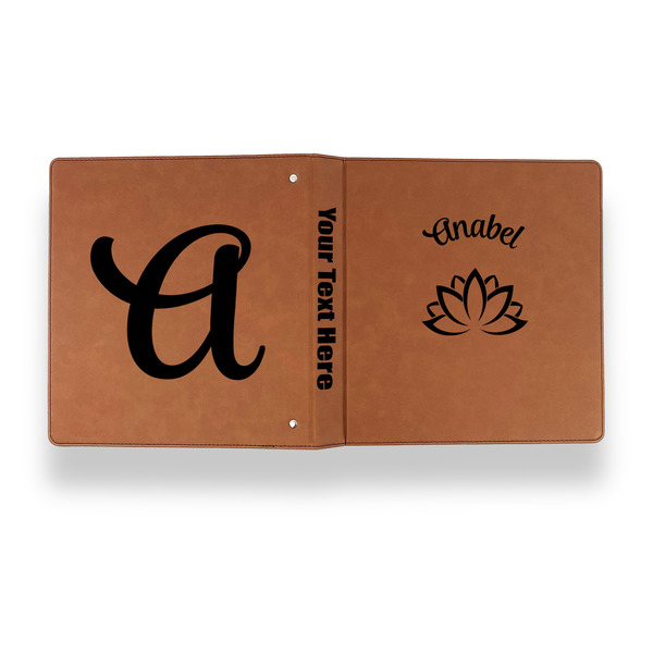 Lotus Flower Leather Binder - 1" - Rawhide - Back Spine Front View