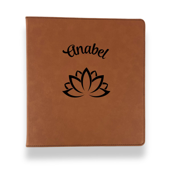 Lotus Flower Leather Binder - 1" - Rawhide - Front View